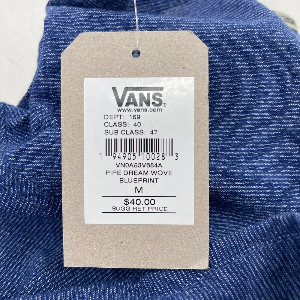 NEW Vans Off the Wall Shirt MENS Pipe Dream Wove Blueprint Casual Button Up M - Picture 8 of 16
